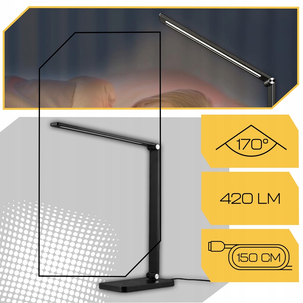 LAMPKA BIURKOWA SZKOLNA 28 LED DOTYK NA BIURKO DO CZYTANIA NAUKI PRACY Kod producenta Lamp-37